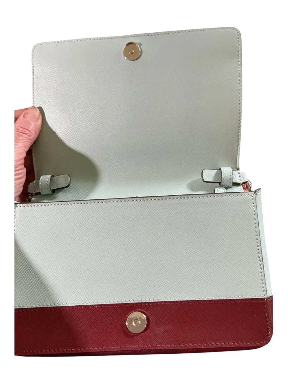 kate spade Mint and Red Two-Tone Crossbody with Cream Card Wallet